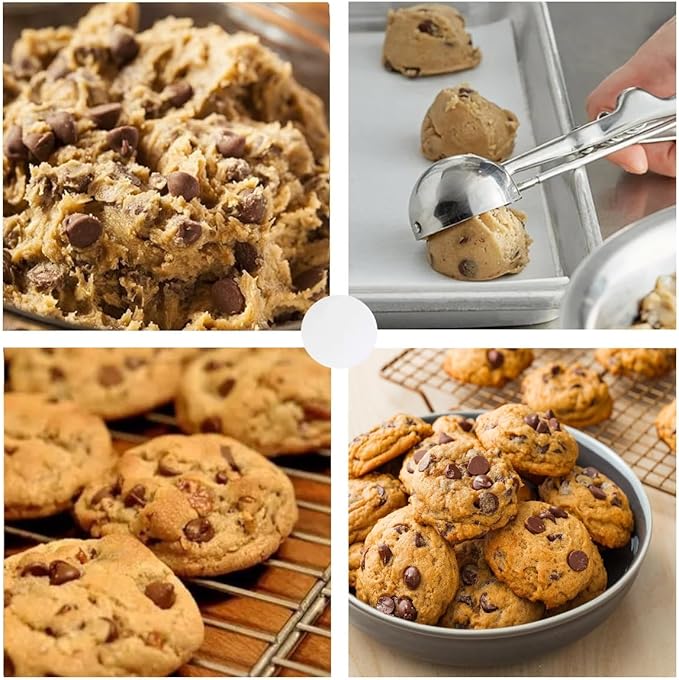 Ice Cream Scoop, 3Pcs Cookie Scoop Set, Stainless Steel Ice Cream Scooper with Trigger Release, Large/Medium/Small Cookie Scooper for Baking, Cookie Scoops for Baking Set of 3 with Cookie Dough Scoop