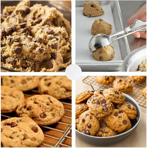 Ice Cream Scoop, 3Pcs Cookie Scoop Set, Stainless Steel Ice Cream Scooper with Trigger Release, Large/Medium/Small Cookie Scooper for Baking, Cookie Scoops for Baking Set of 3 with Cookie Dough Scoop